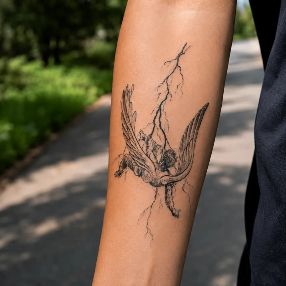 SafeTatt — Fallen Angel · fotografie tetování na kůži