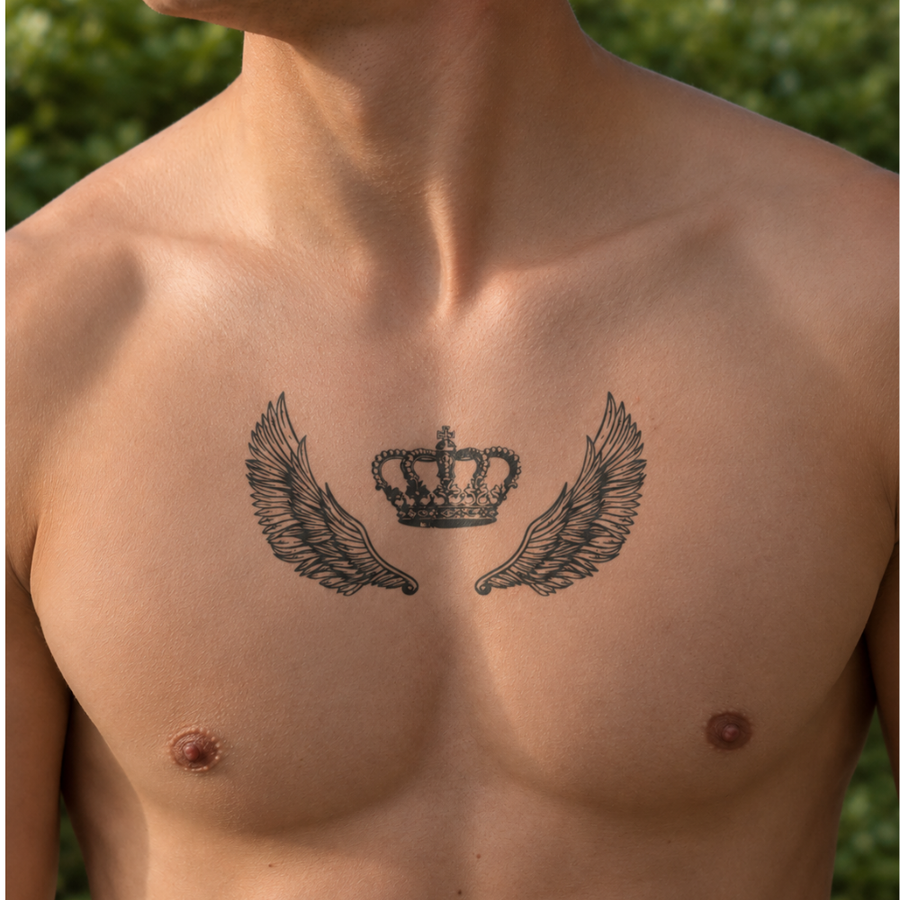 SafeTatt — Royal Wings · fotografie tetování na kůži