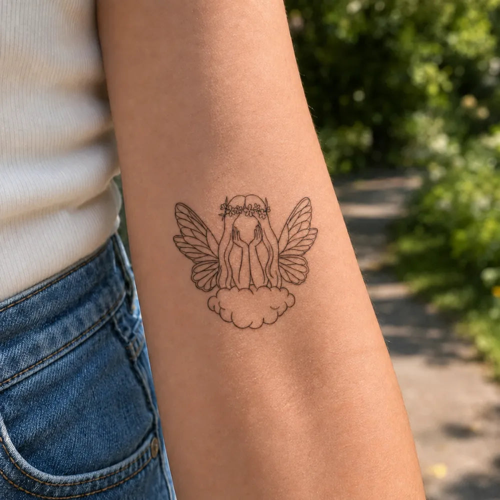 SafeTatt — Angel Girl · fotografie tetování na kůži