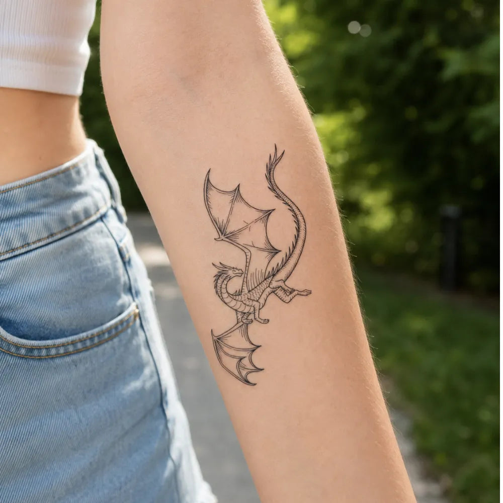 SafeTatt — Sky Dragon · fotografie tetování na kůži