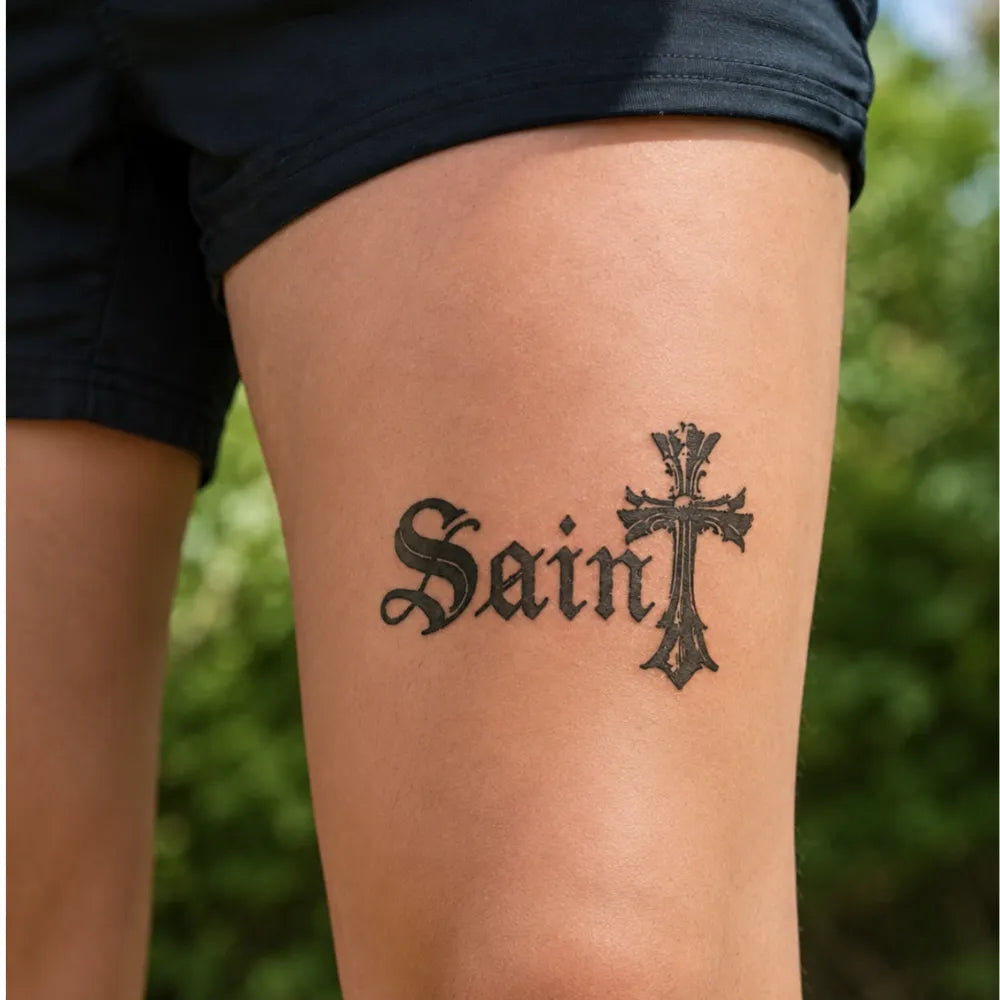 SafeTatt — Faith Cross · fotografie tetování na kůži