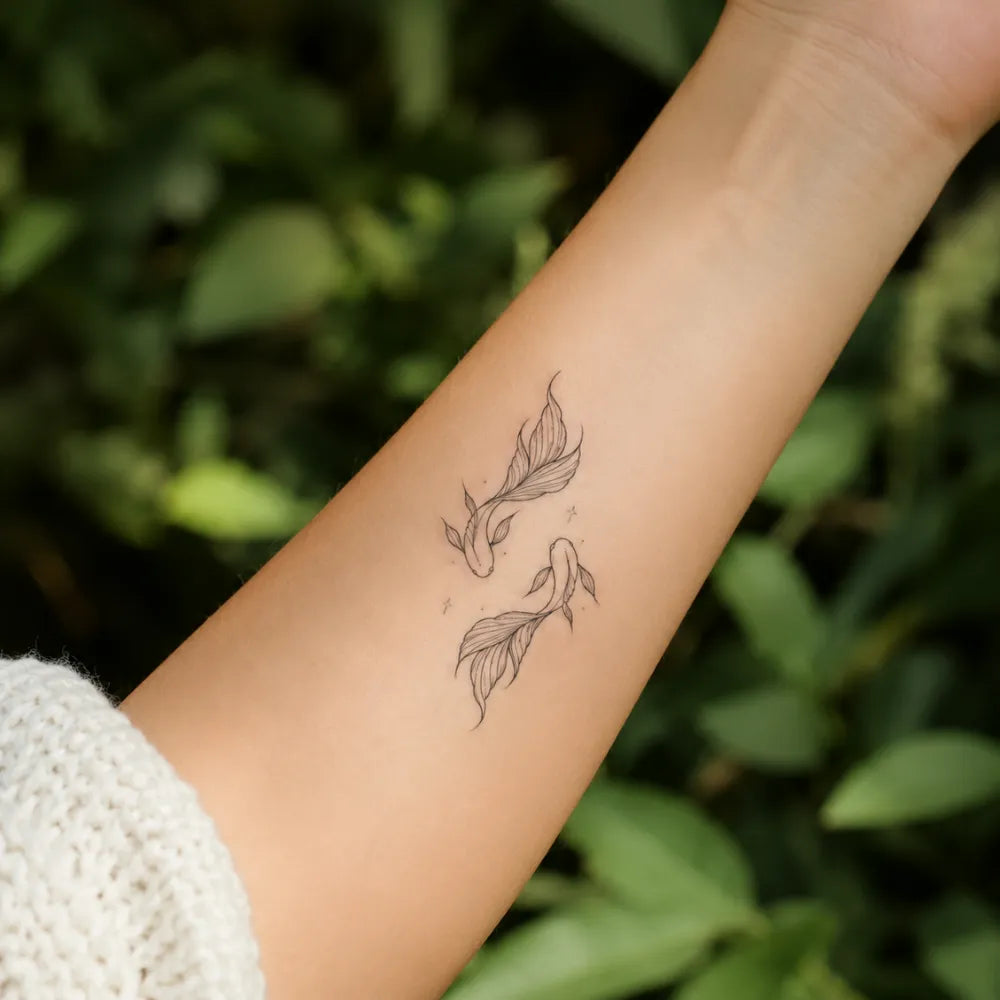 SafeTatt — Twin Koi · fotografie tetování na kůži