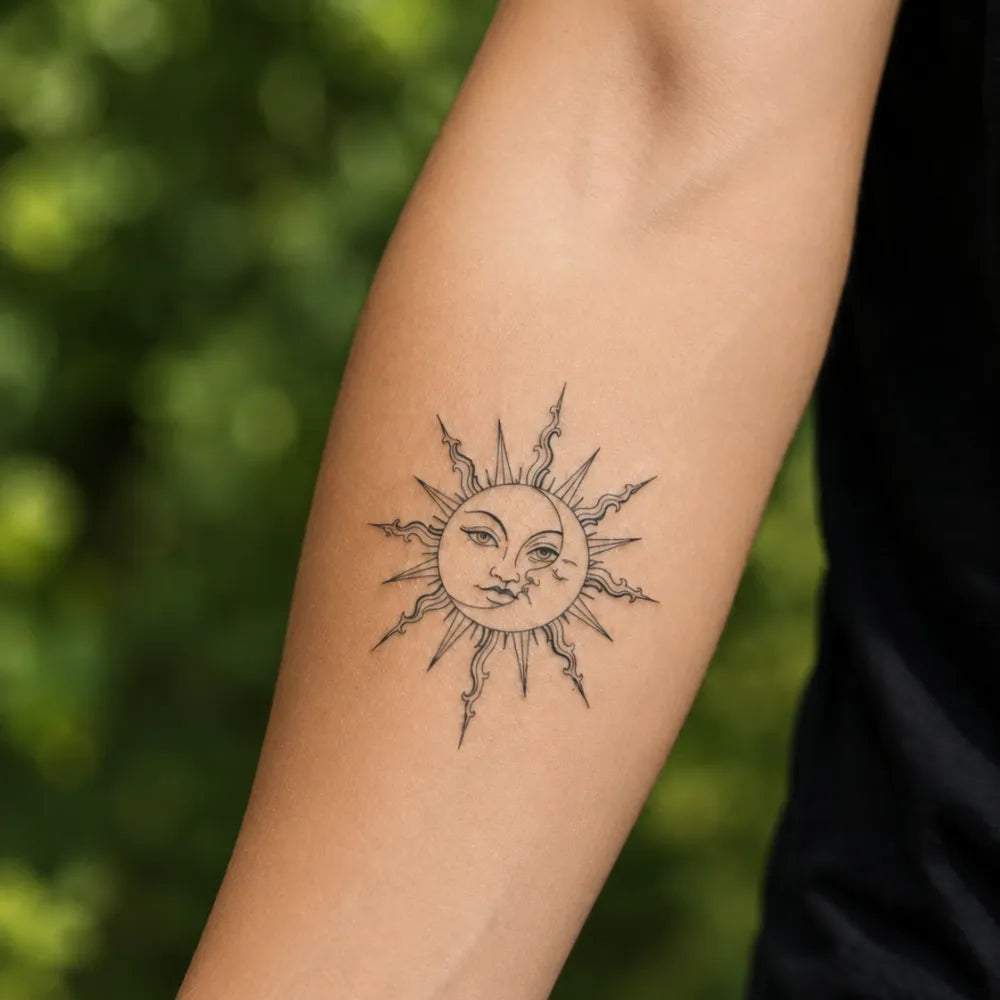 SafeTatt — Sun Face · fotografie tetování na kůži